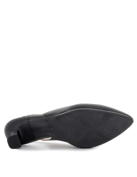 Salón destalonado piel tacón medio para mujer negro  Negro