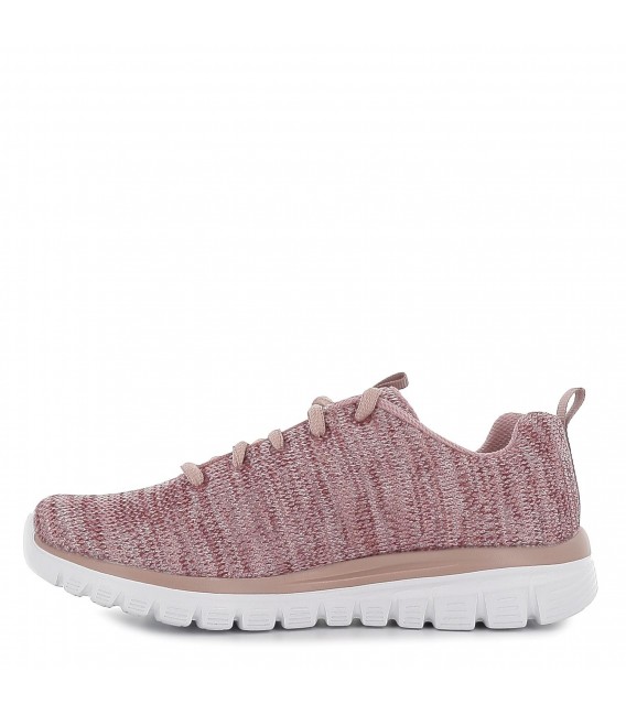 Zapato deportivo cordones para mujer malla knit rosa