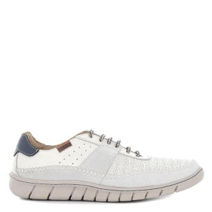 Zapato cordon casual piel combinada blanca hombre
