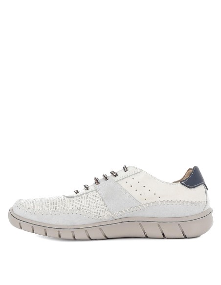 Zapato cordon casual piel combinada blanca hombre
