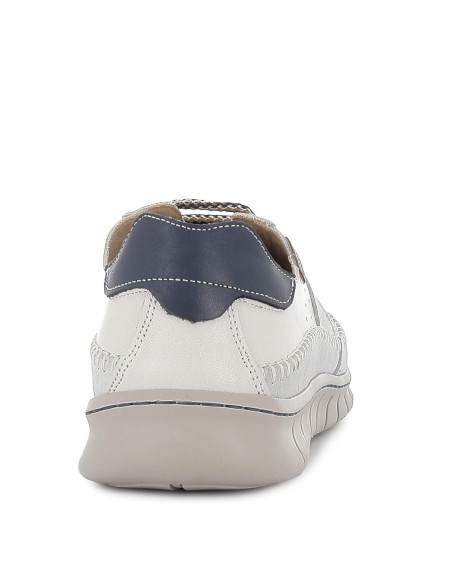 Zapato cordon casual piel combinada blanca hombre