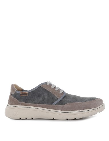 Zapatillas gris piel nobuck detalles y con cordones hombre Gris