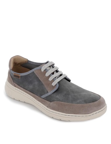 Zapatillas gris piel nobuck detalles y con cordones hombre Gris