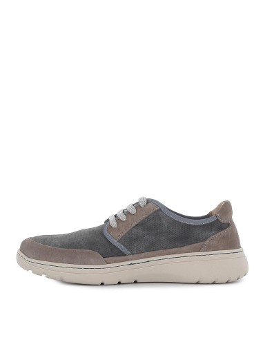 Zapatillas gris piel nobuck detalles y con cordones hombre Gris