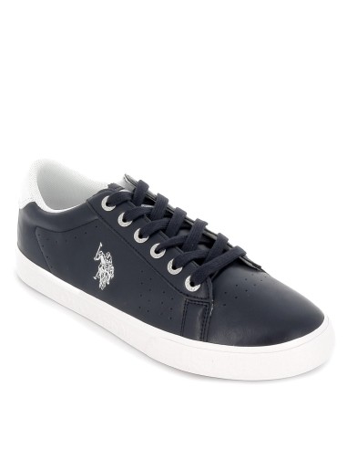 Tenis azules bordado blanco y cordones hombre