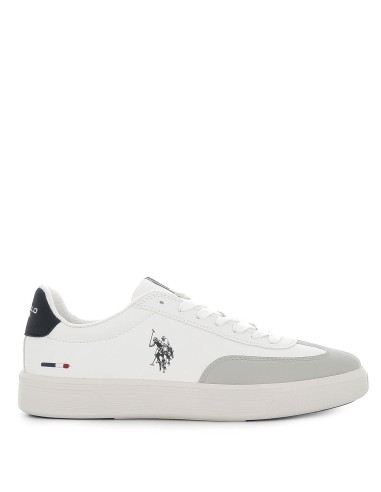 Tenis blancos piel detalle y cordones hombre 