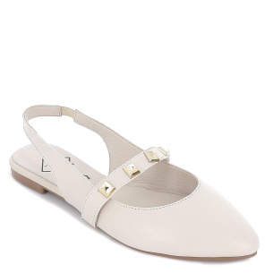 Manoletina plana destalonada piel tachas blanca mujer Blanco 2