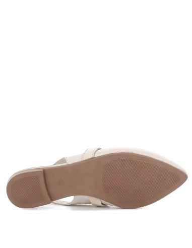 Manoletina plana destalonada piel tachas blanca mujer Blanco