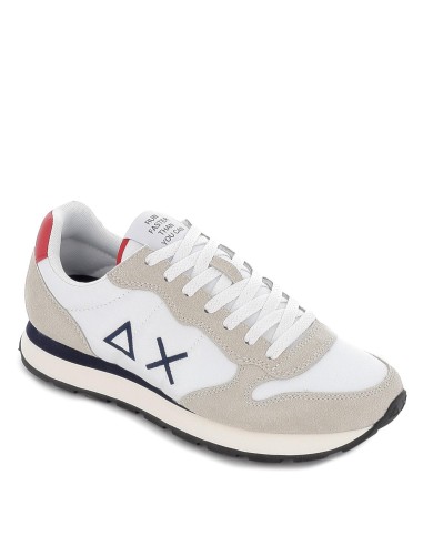 Deportiva nylon plana cordones contraste hombre blanco y beige