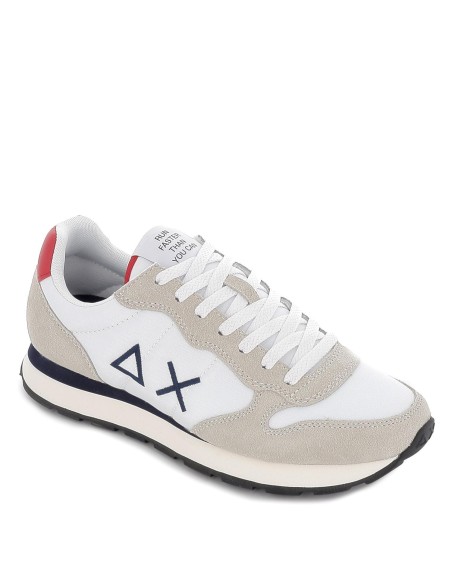 Deportiva nylon plana cordones contraste hombre blanco y beige