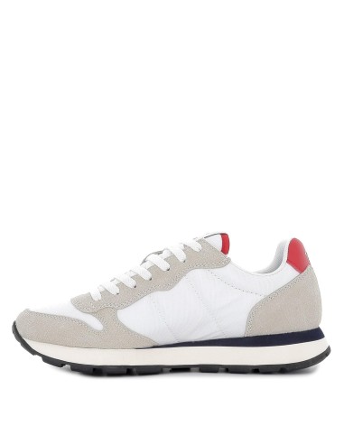Deportiva nylon plana cordones contraste hombre blanco y beige