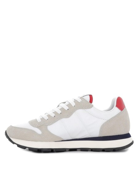 Deportiva nylon plana cordones contraste hombre blanco y beige