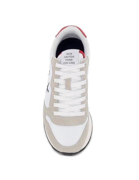 Deportiva nylon plana cordones contraste hombre blanco y beige