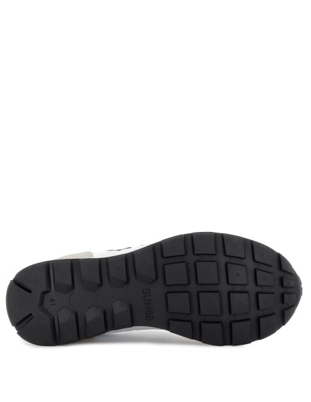 Deportiva nylon plana cordones contraste hombre blanco y beige