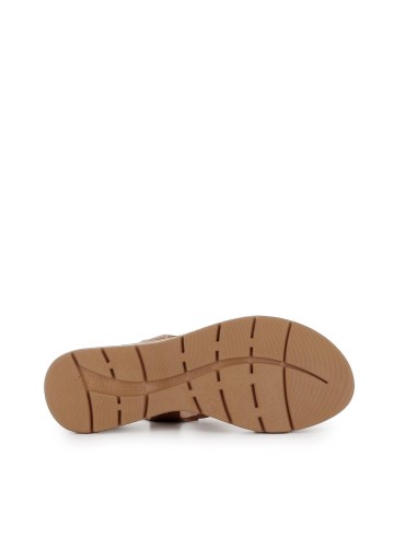 Sandalia piel marrón plantilla gel cuña media mujer