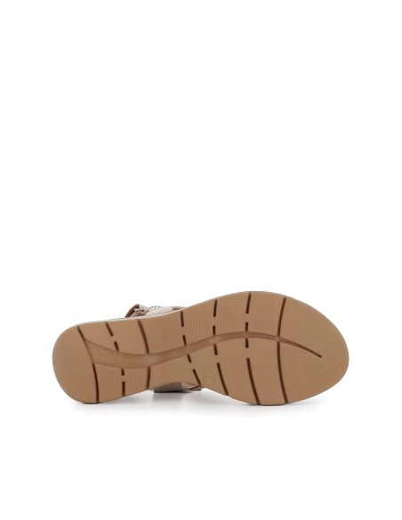 Sandalia piel beige plantilla gel cuña media mujer Beige