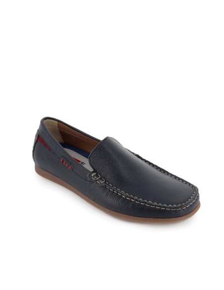 Mocasin de verano piel azul flexible para hombre 
