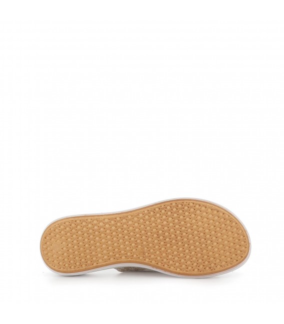 Sandalia tipo zueco de plataforma fabricada en piel diseño beige para mujer