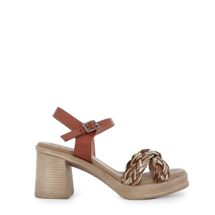 Sandalia mujer plataforma piel trenzada cuero