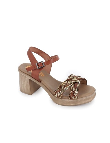 Sandalia mujer plataforma piel trenzada cuero