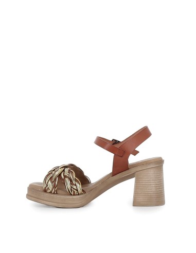 Sandalia mujer plataforma piel trenzada cuero