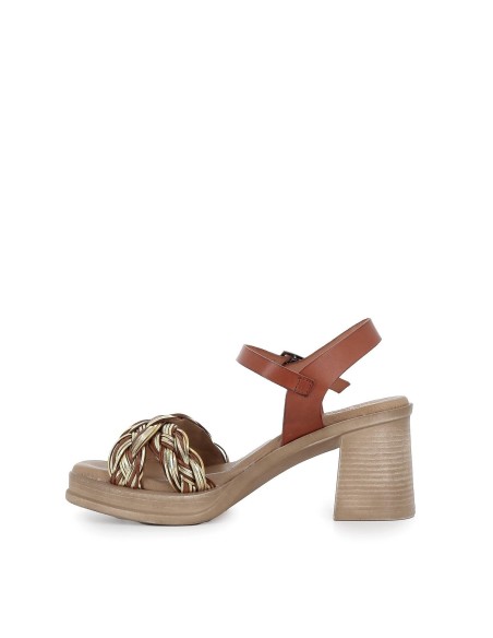 Sandalia mujer plataforma piel trenzada cuero