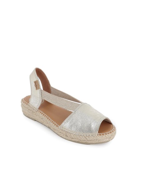 Alpargata abierta piel y yute elásticos mujer dorada Dorados