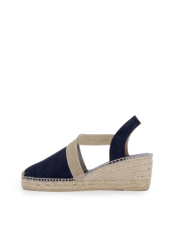 Alpargata piel y yute pala cruzada mujer azul marino