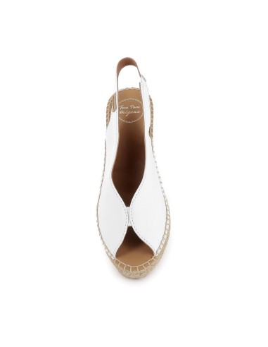 Alpargata abierta cuña piel mujer blanca Blanco