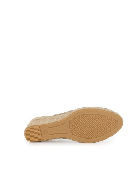 Alpargata abierta cuña piel mujer blanca Blanco