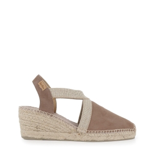 Alpargata piel y yute pala cruzada mujer taupe Marrones