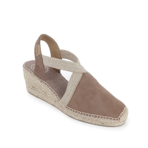 Alpargata piel y yute pala cruzada mujer taupe Marrones 2