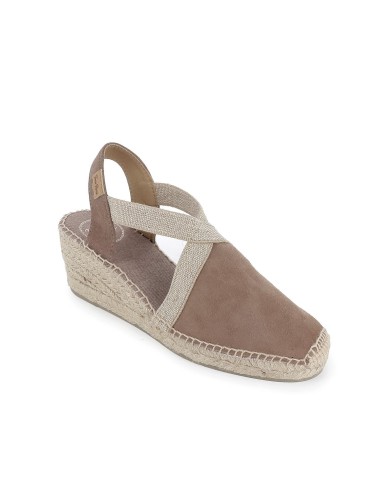 Alpargata piel y yute pala cruzada mujer taupe Marrones