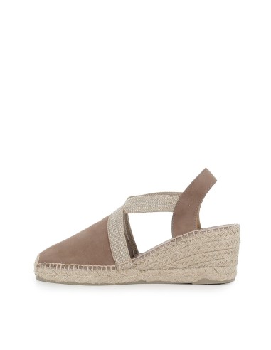 Alpargata piel y yute pala cruzada mujer taupe Marrones