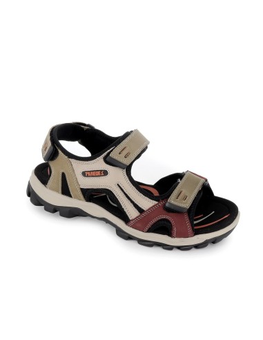 Sandalia trekking con tres velcros kaki hombre