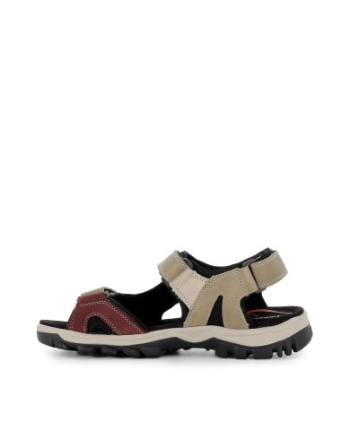 Sandalia trekking con tres velcros kaki hombre