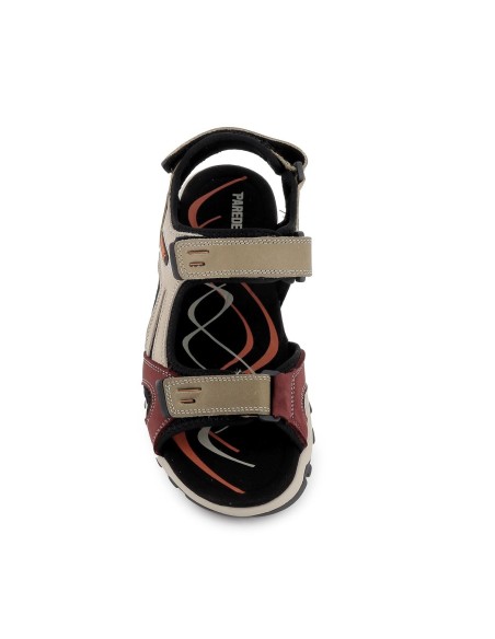 Sandalia trekking con tres velcros kaki hombre