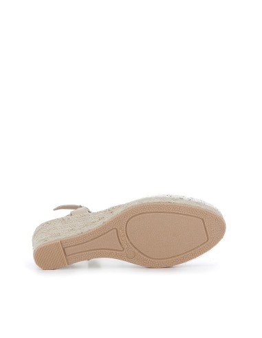 Alpargata blonda beige con cuña yute mujer