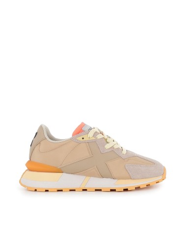 Sneakers casuales beige con logo ancho mujer