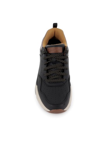 Botín de piel lisa y ante confort para hombre negro