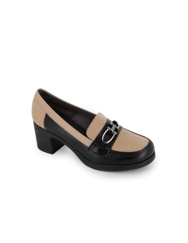Mocasín tacón bajo  piel combinada mujer