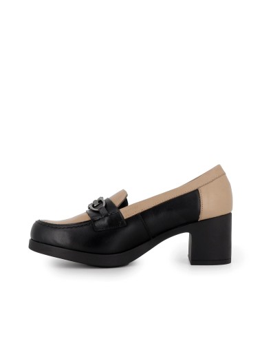 Mocasín tacón bajo  piel combinada mujer