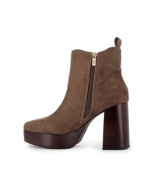 Bota tacon suela goma taupe mujer Marrones