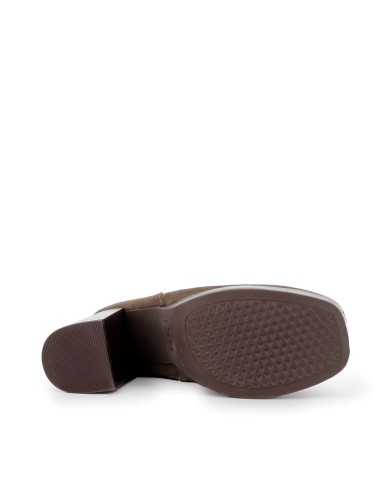 Bota tacon suela goma taupe mujer Marrones