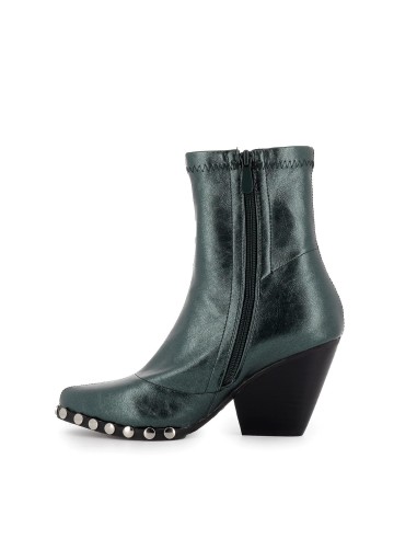 Botín napa tacón cubano comodísimo con estilo verde mujer Verde