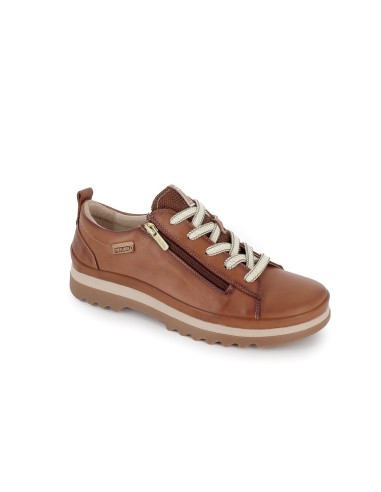Deportiva sport cremallera piel brandy mujer