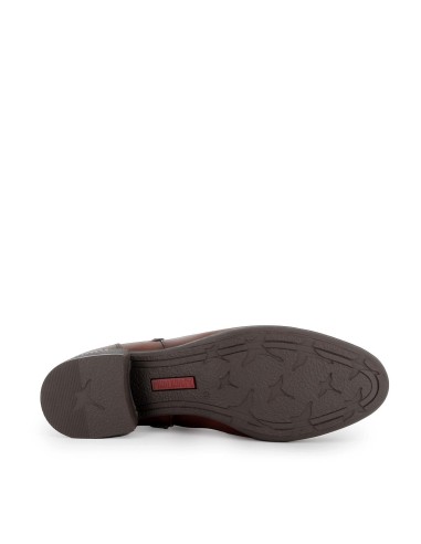 Botín tacón bajo piel lisa cuero mujer