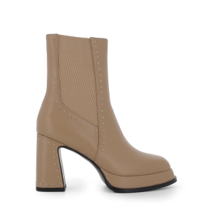 Botín plataforma elásticos laterales y tachas mujer taupe Marrones