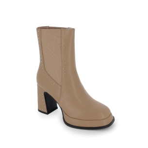 Botín plataforma elásticos laterales y tachas mujer taupe Marrones 2