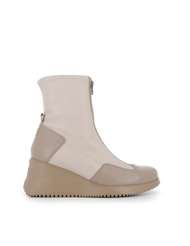 ▷ Comprar Bota cremallera central y plataforma mujer piel taupe mujer | Pinkzapo Marrones